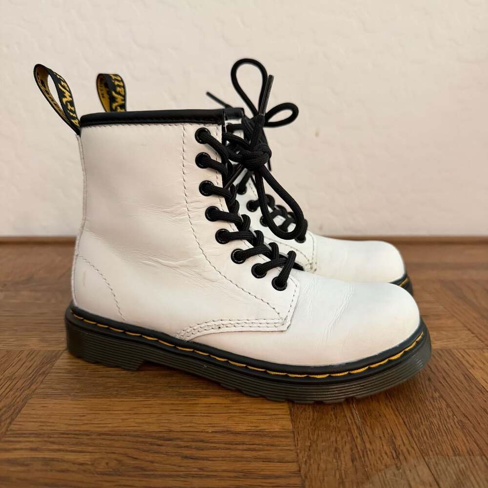 Dr. Martens 1460 J White Leather Lace-Up Boots Toddler 11
